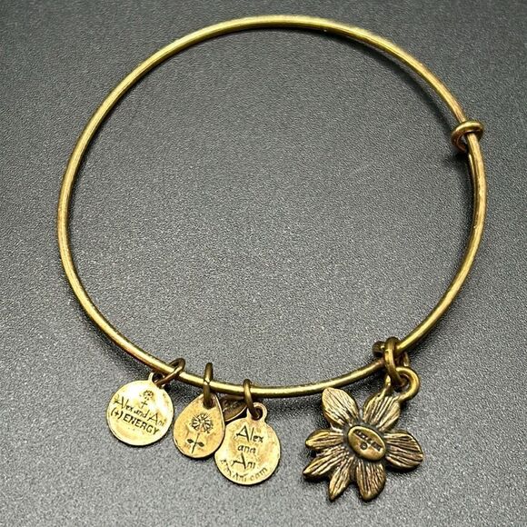 Alex and Ani Apple Blossom Sacred Garden Rafaelian Gold Bangle Bracelet - Picture 3 of 4